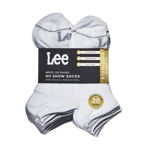 Men’s Lee Originals No Show Socks, Breathable Heel Socks 2, 20-Packs Size 6-12 - Picture 5 of 10